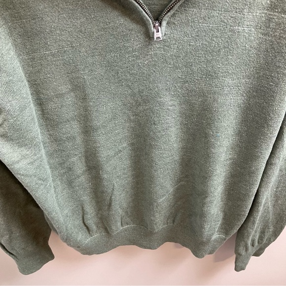 J.Crew Factory Cotton Half-Zip Sweater in Heathered Green Medium - Picture 4 of 12